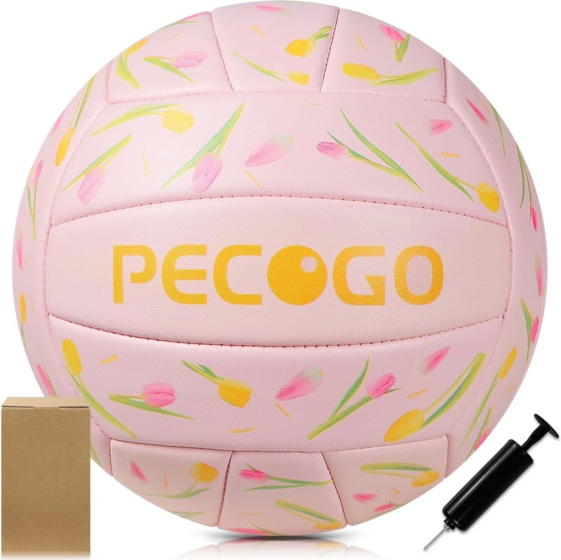 PECOGO Volleyball Size 5 PU Leather Soft Indoor Outdoor Volleyballs Sports Training Game Play Ball for Beginner, Teenager, Adult, 8.2 - Image 1